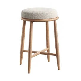 Hobbs Cerused Natural Oak Wood Counter Stool